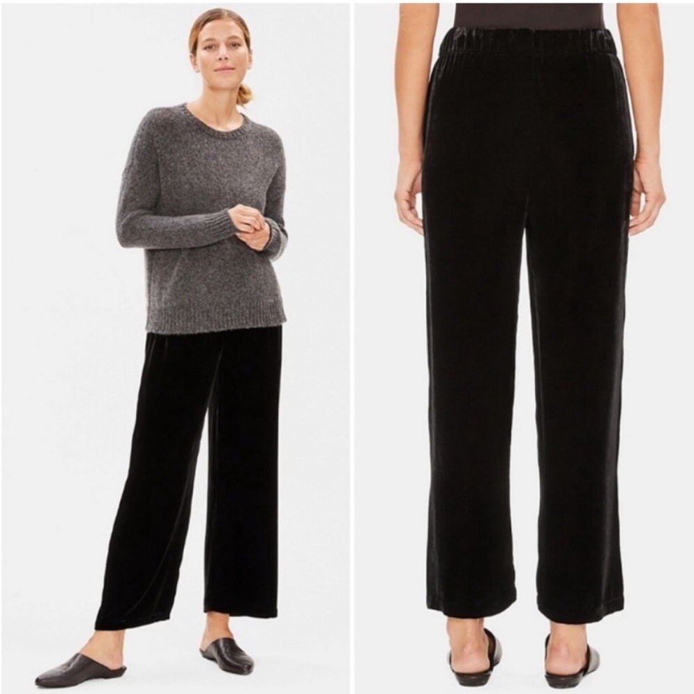 Eileen Fisher Silk Blend Wide-Leg Velvet Pants 3X flowy lightweight and elegant